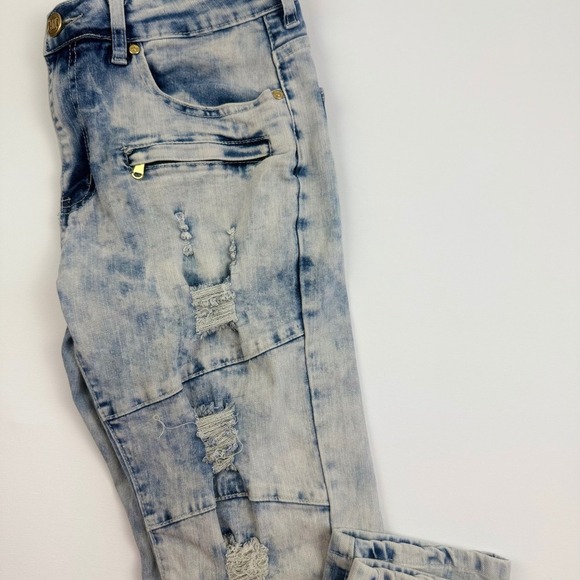 Argonaut Jeans Distressed Ripped Acid Wash Moto Style Denim‎ Pants, Size: N/A - Picture 4 of 11